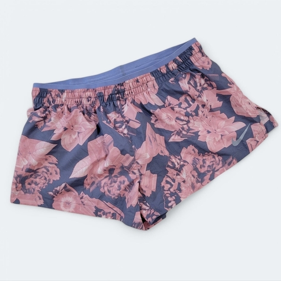 Nike Dri Fit Womens Flex Elevate Running Shorts Pink Floral Size 4 - Picture 1 of 13